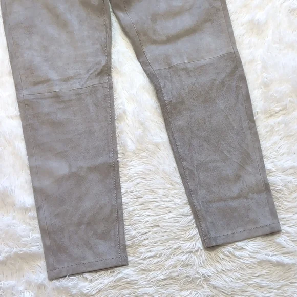 Zinga Lamb Leather Grey Suede Noah Boyfriend Pants Size 38/8 - Picture 6 of 15